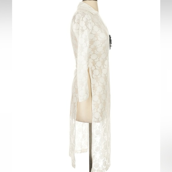 Anthropologie Long-Sleeve Sheer Lace Longline Top Shirt Blouse Size XXS NWT - Picture 8 of 12